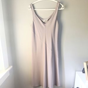 Silver Gray Japanese Silk Midi Dress